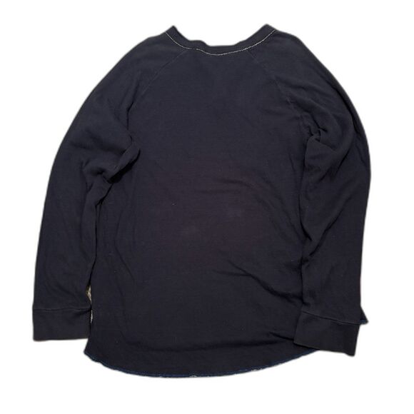 Y2K American Eagle Outfitters Mens Double Layer Henley Tee Navy Blue‎ Size Large - Picture 3 of 4